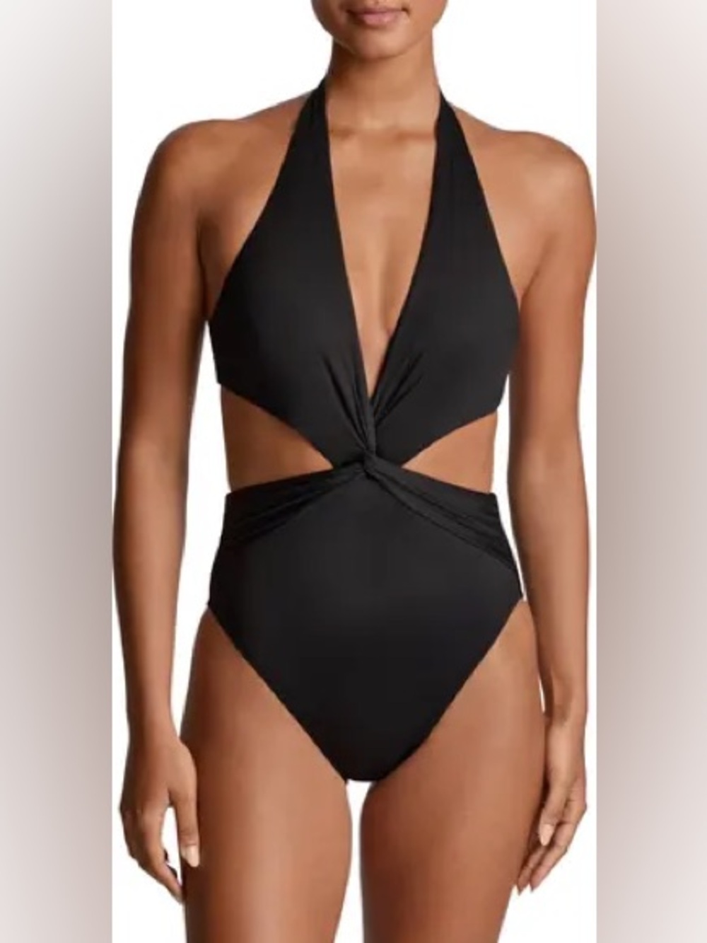 Lauren Ralph Lauren Cutout Twist One-Piece Swimsuit NWT Size 10 Black
